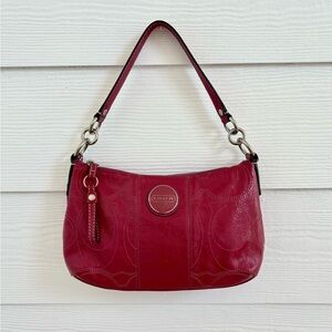 Coach F15141 Patent Leather Handbag Raspberry
